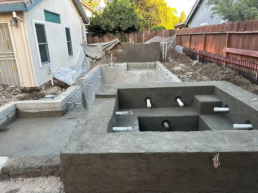 Residential pool construction progress