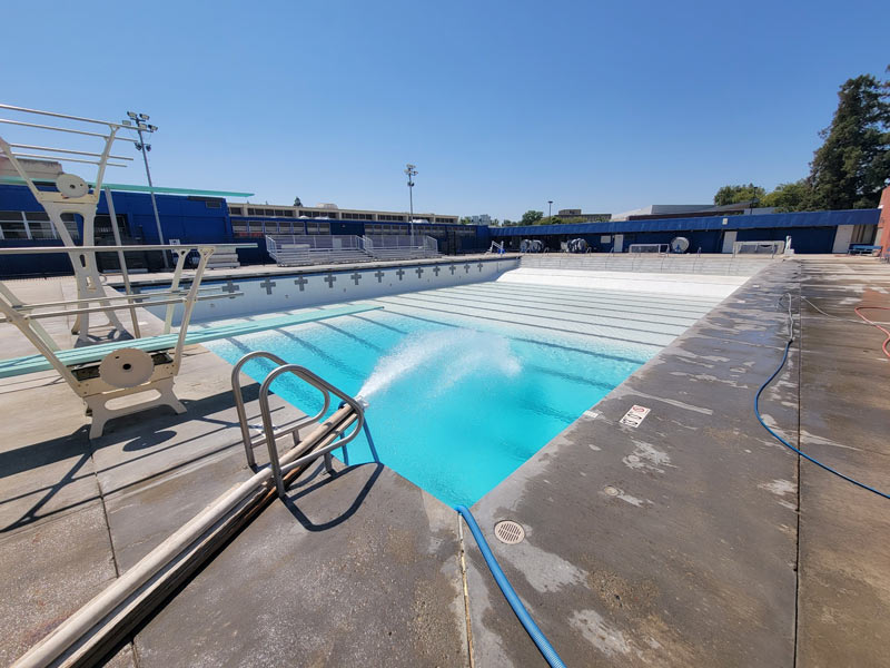 Commercial pool remodeling in progress